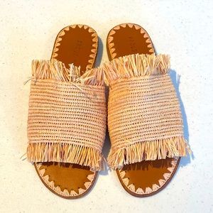 Size 5/36 Raffia Pink Slides